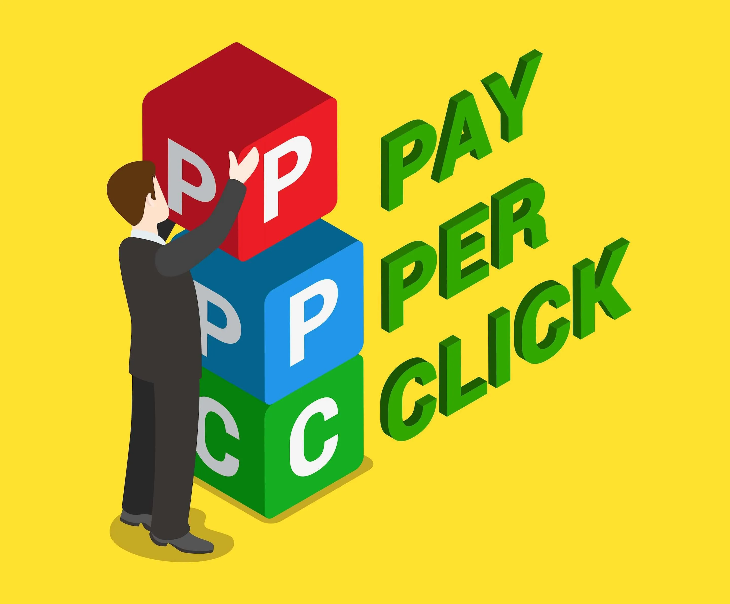 PPC pay per click flat isometric illustration